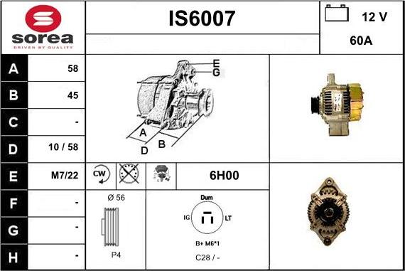 Sera IS6007 - Alternator autospares.lv