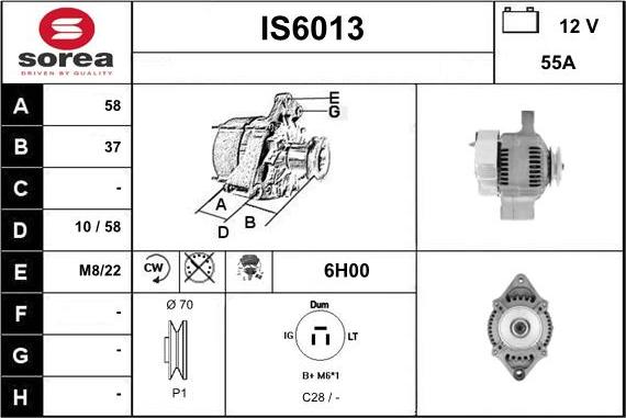 Sera IS6013 - Alternator autospares.lv