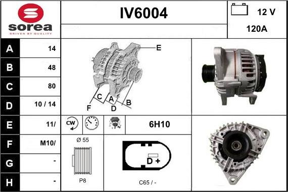 Sera IV6004 - Alternator autospares.lv