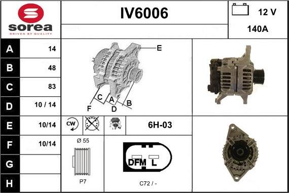 Sera IV6006 - Alternator autospares.lv