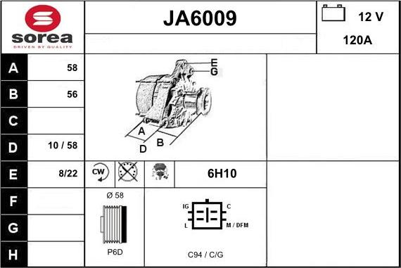 Sera JA6009 - Alternator autospares.lv
