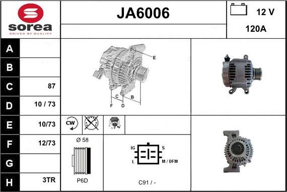 Sera JA6006 - Alternator autospares.lv