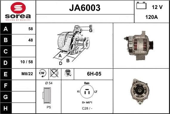 Sera JA6003 - Alternator autospares.lv