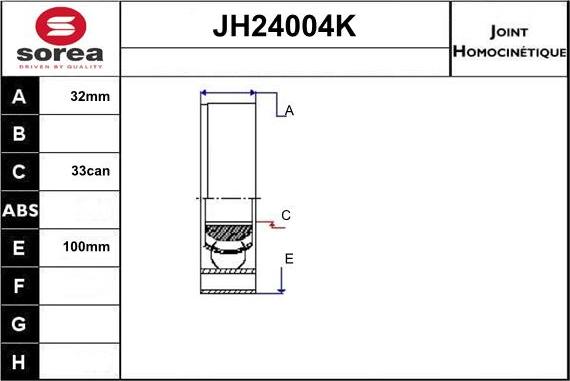 Sera JH24004K - Joint Kit, drive shaft autospares.lv