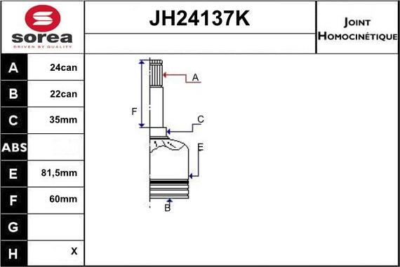 Sera JH24137K - Joint Kit, drive shaft autospares.lv