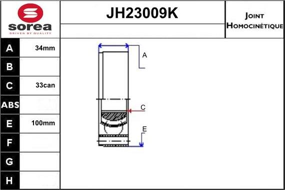 Sera JH23009K - Joint Kit, drive shaft autospares.lv