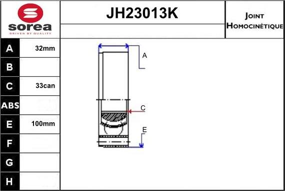 Sera JH23013K - Joint Kit, drive shaft autospares.lv