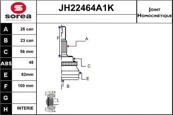 Sera JH22464A1K - Joint Kit, drive shaft autospares.lv