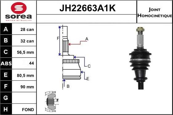 Sera JH22663A1K - Joint Kit, drive shaft autospares.lv