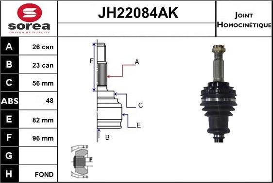 Sera JH22084AK - Joint Kit, drive shaft autospares.lv