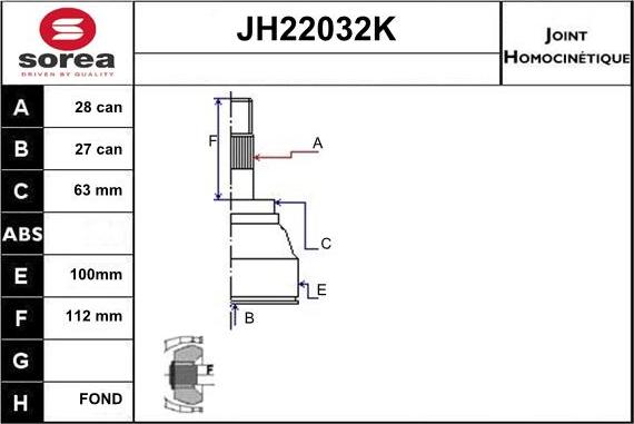 Sera JH22032K - Joint Kit, drive shaft autospares.lv