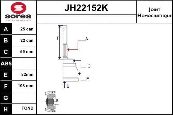 Sera JH22152K - Joint Kit, drive shaft autospares.lv
