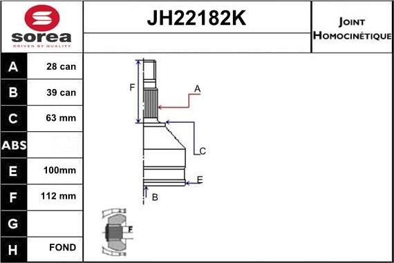 Sera JH22182K - Joint Kit, drive shaft autospares.lv