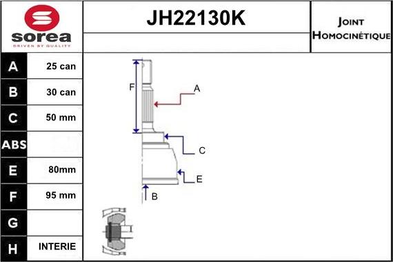 Sera JH22130K - Joint Kit, drive shaft autospares.lv