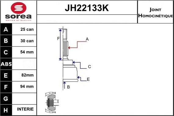 Sera JH22133K - Joint Kit, drive shaft autospares.lv