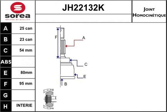 Sera JH22132K - Joint Kit, drive shaft autospares.lv