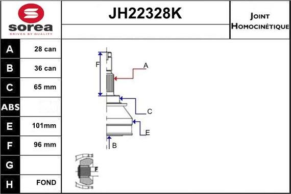 Sera JH22328K - Joint Kit, drive shaft autospares.lv