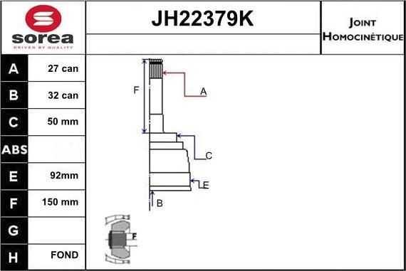 Sera JH22379K - Joint Kit, drive shaft autospares.lv