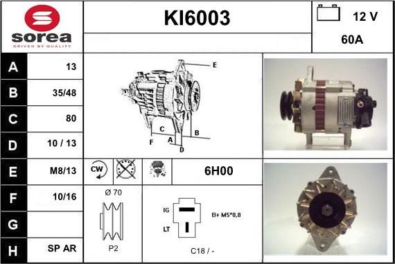 Sera KI6003 - Alternator autospares.lv