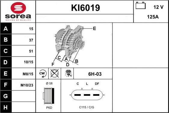 Sera KI6019 - Alternator autospares.lv