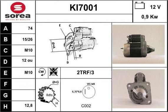 Sera KI7001 - Starter autospares.lv