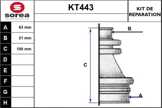 Sera KT443 - Bellow, drive shaft autospares.lv