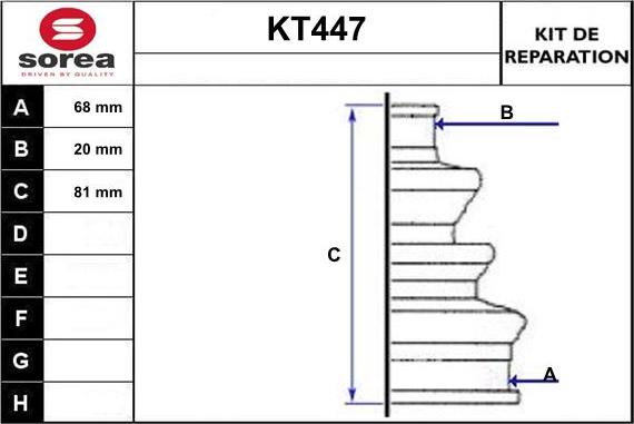 Sera KT447 - Bellow, drive shaft autospares.lv