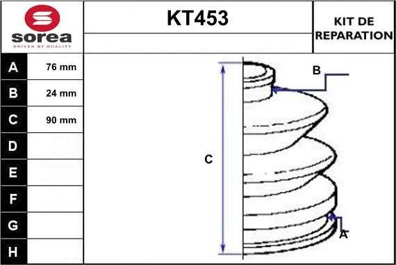 Sera KT453 - Bellow, drive shaft autospares.lv