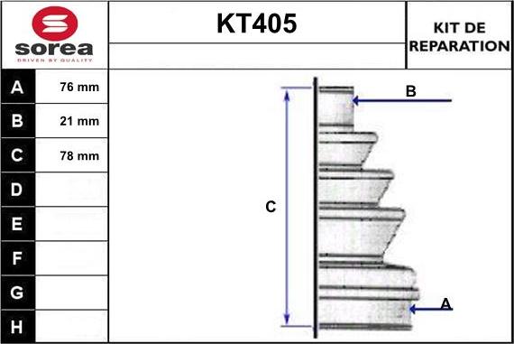 Sera KT405 - Bellow, drive shaft autospares.lv