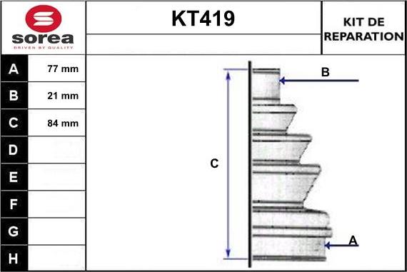 Sera KT419 - Bellow, drive shaft autospares.lv