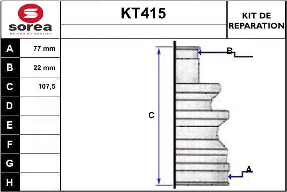 Sera KT415 - Bellow, drive shaft autospares.lv