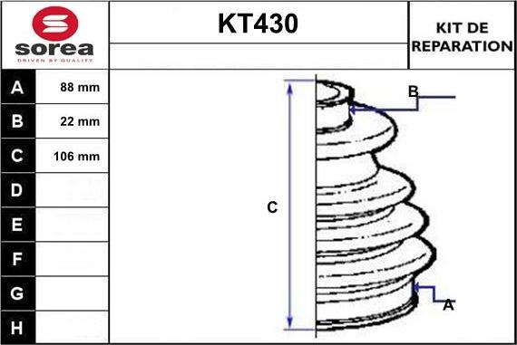 Sera KT430 - Bellow, drive shaft autospares.lv