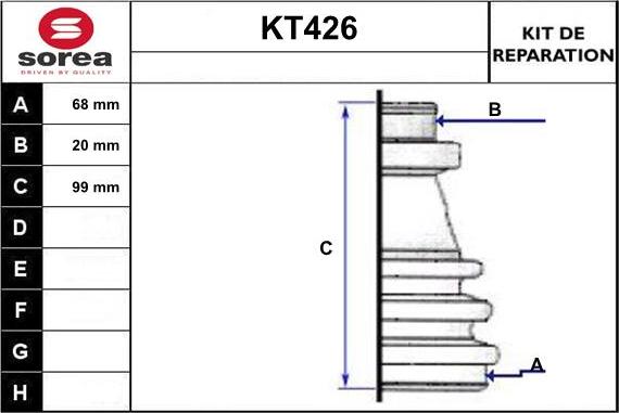 Sera KT426 - Bellow, drive shaft autospares.lv