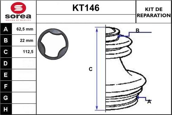 Sera KT146 - Bellow, drive shaft autospares.lv