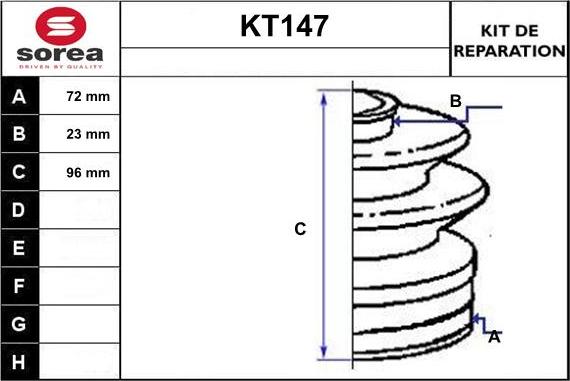 Sera KT147 - Bellow, drive shaft autospares.lv