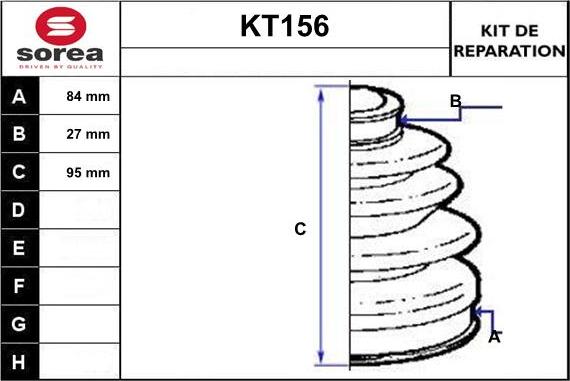 Sera KT156 - Bellow, drive shaft autospares.lv