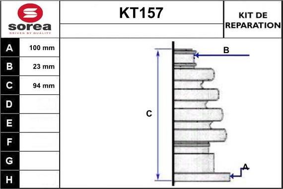 Sera KT157 - Bellow, drive shaft autospares.lv