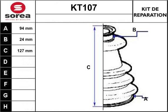 Sera KT107 - Bellow, drive shaft autospares.lv