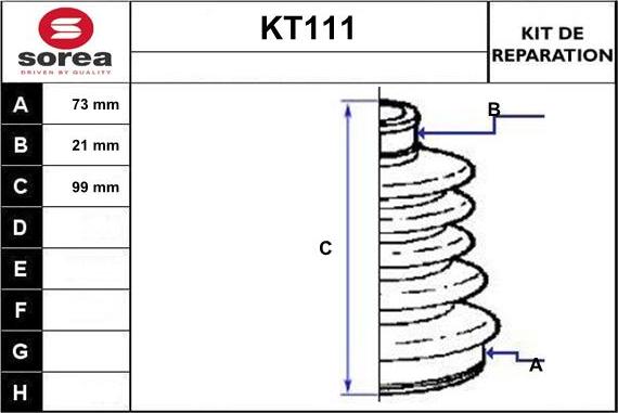 Sera KT111 - Bellow, drive shaft autospares.lv