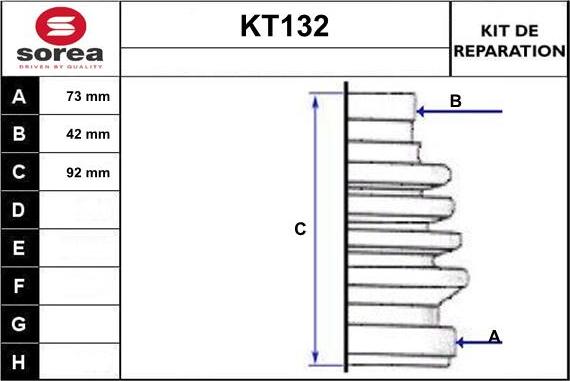 Sera KT132 - Bellow, drive shaft autospares.lv