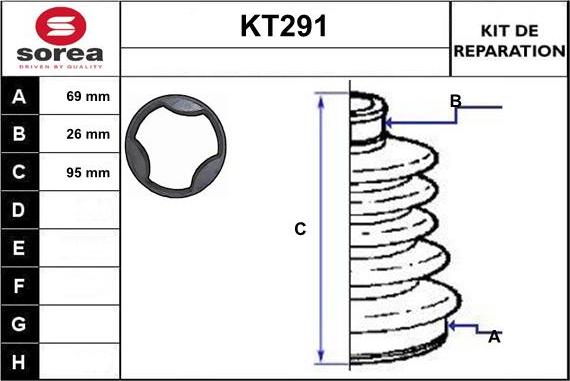 Sera KT291 - Bellow, drive shaft autospares.lv