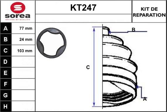 Sera KT247 - Bellow, drive shaft autospares.lv