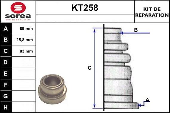 Sera KT258 - Bellow, drive shaft autospares.lv