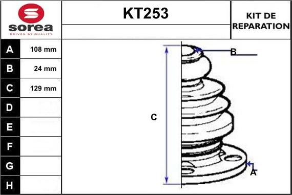 Sera KT253 - Bellow, drive shaft autospares.lv