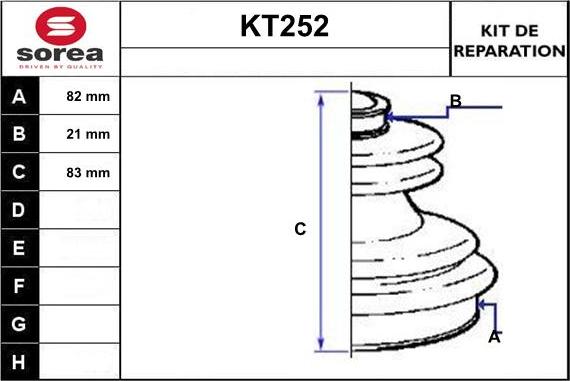 Sera KT252 - Bellow, drive shaft autospares.lv