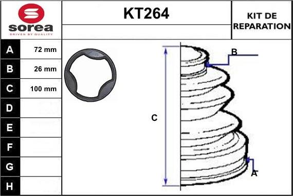 Sera KT264 - Bellow, drive shaft autospares.lv