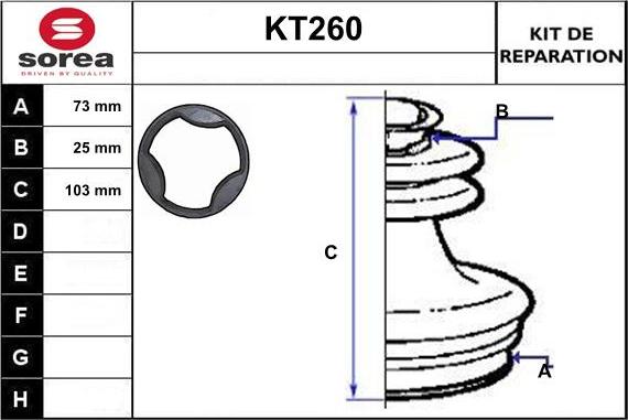 Sera KT260 - Bellow, drive shaft autospares.lv