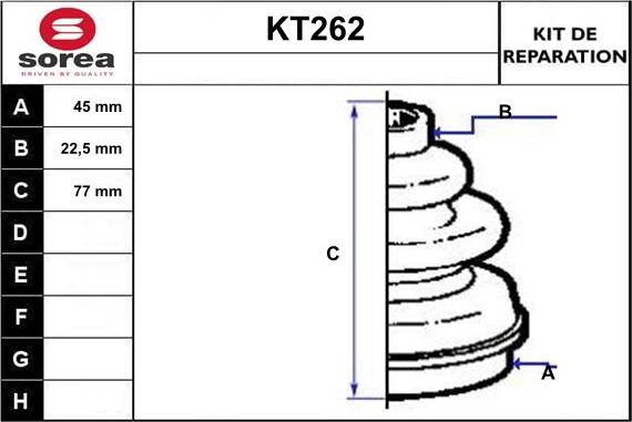 Sera KT262 - Bellow, drive shaft autospares.lv