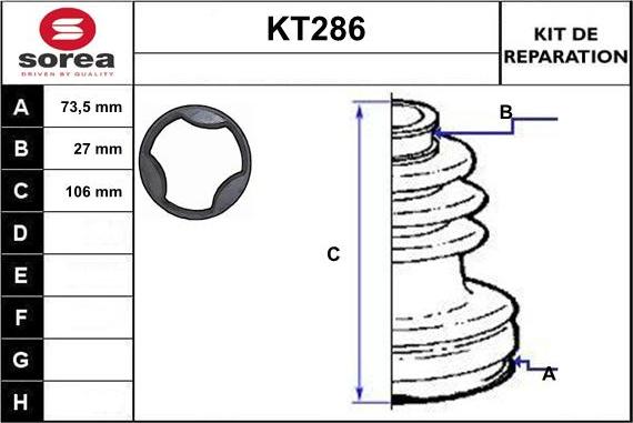 Sera KT286 - Bellow, drive shaft autospares.lv