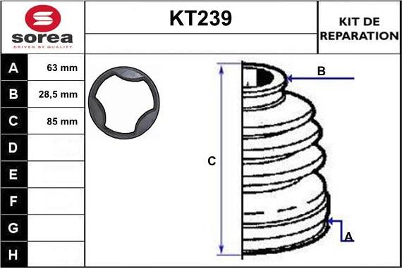 Sera KT239 - Bellow, drive shaft autospares.lv